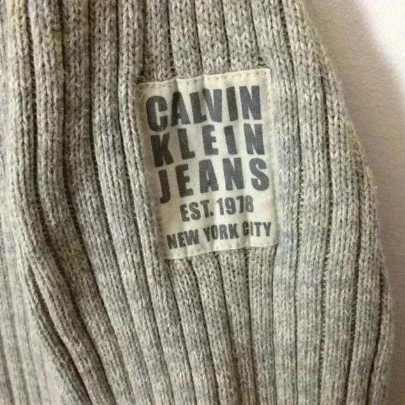 Calvin Klein 1/4 Zip Cotton Knit Gray S Sweater - Picture 5 of 7
